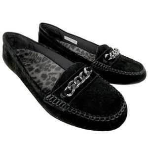 Vionic Chill Mesa Black Suede Orthoheel Slip-On Loafers Size 12 Wide